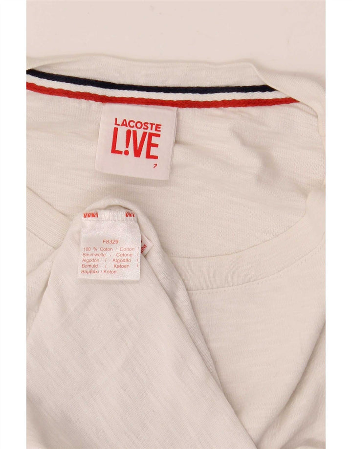 T-shirt da uomo Lacoste taglia superiore 7 2XL cotone chiazzato bianco
