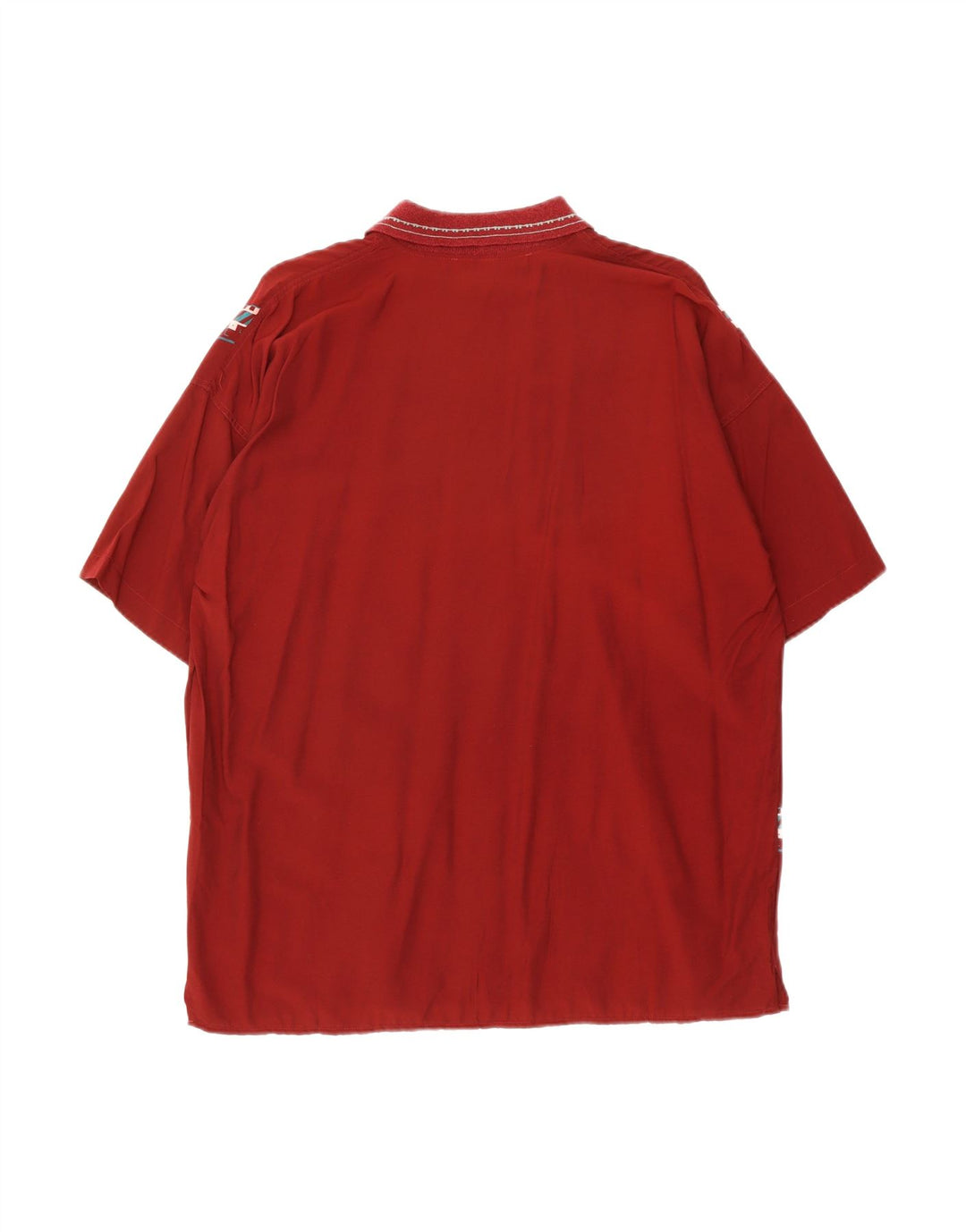 VINTAGE Mens Polo Shirt Medium Burgundy Geometric Viscose