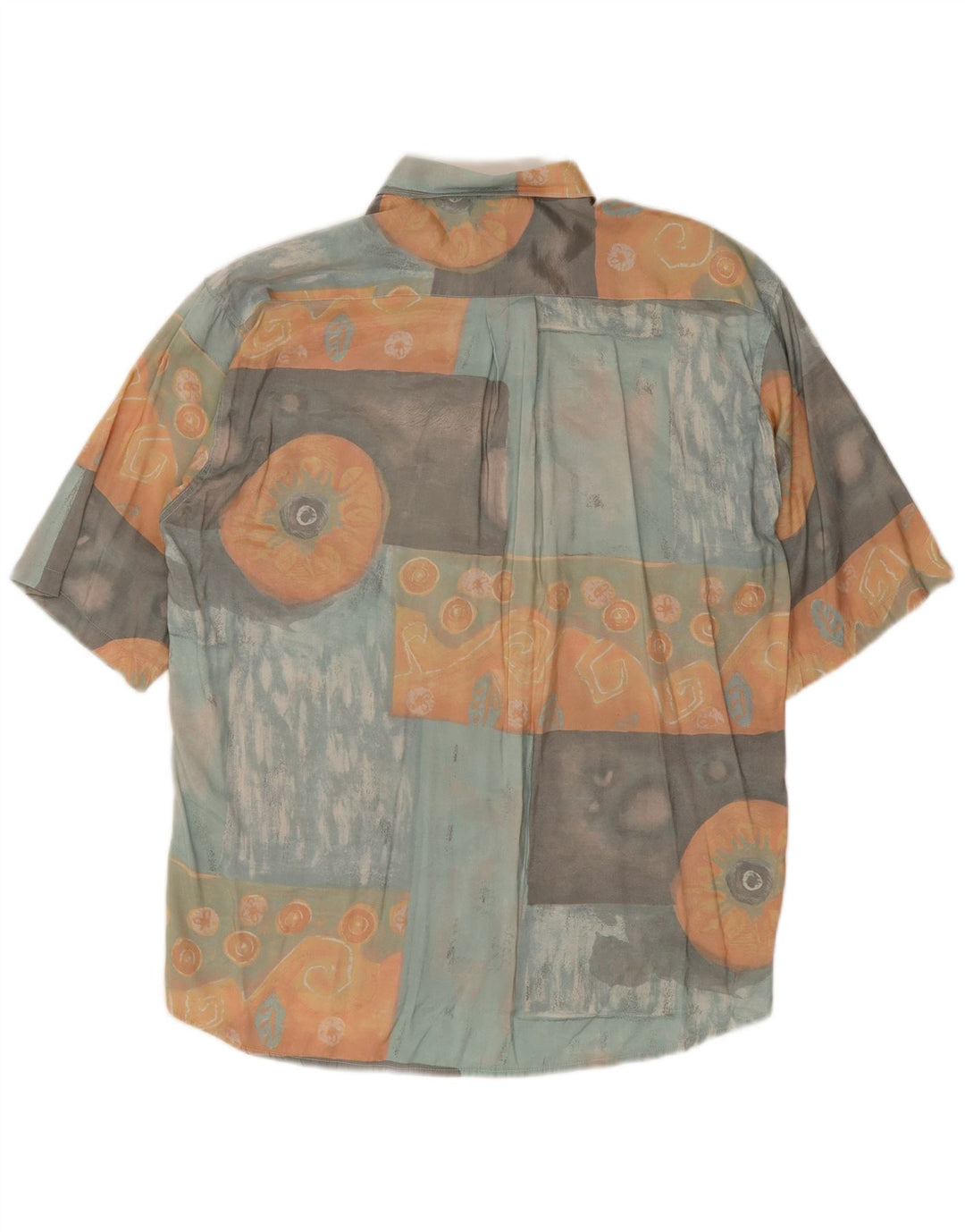 Camicia a maniche corte vintage da uomo con motivo astratto, grande, multicolore