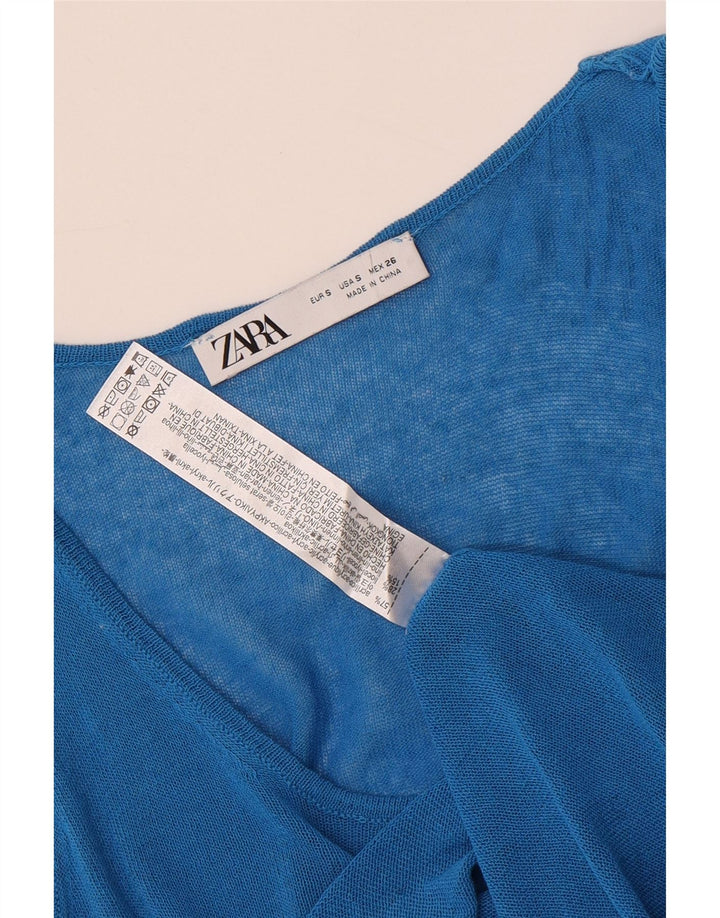 Canotta corta da donna Zara UK 8 piccola in acrilico blu