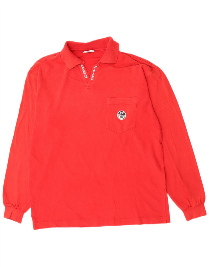 Polo da uomo a maniche lunghe North Sails in cotone rosso medio