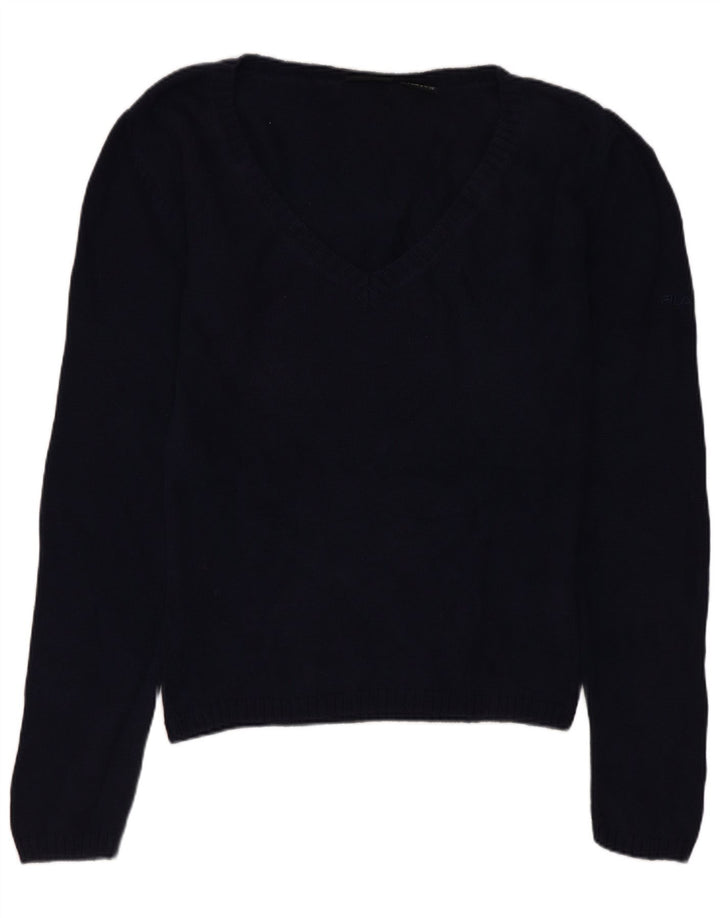 Maglione maglione con scollo a V da donna Fila UK 14 cotone blu navy medio