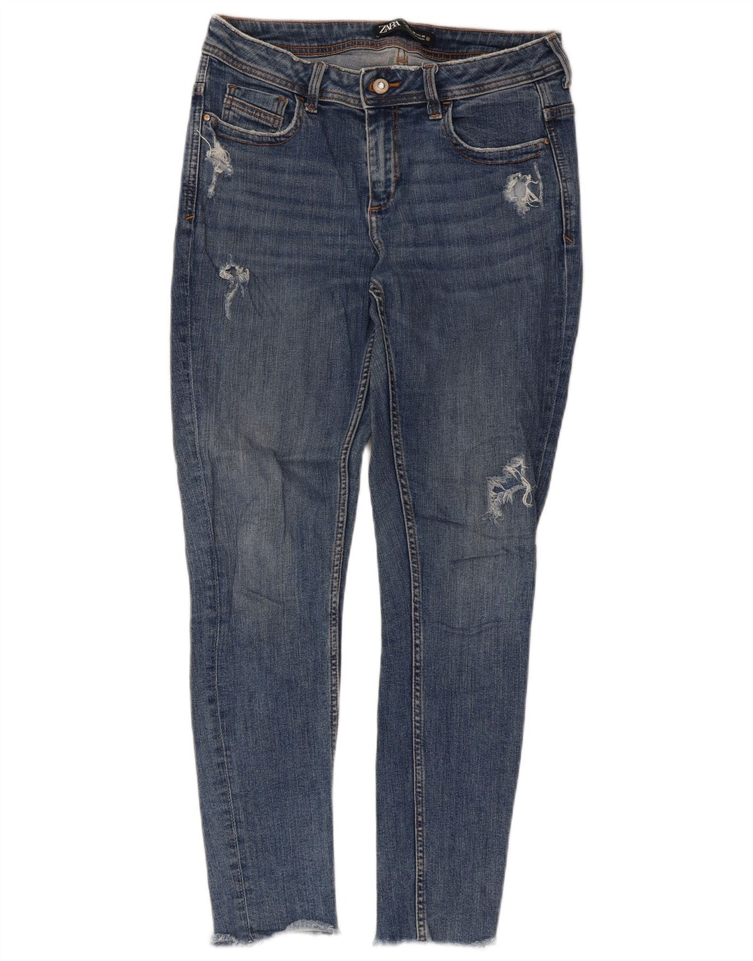 Jeans skinny effetto invecchiato Zara da donna EU 40 medio W30 L27 blu