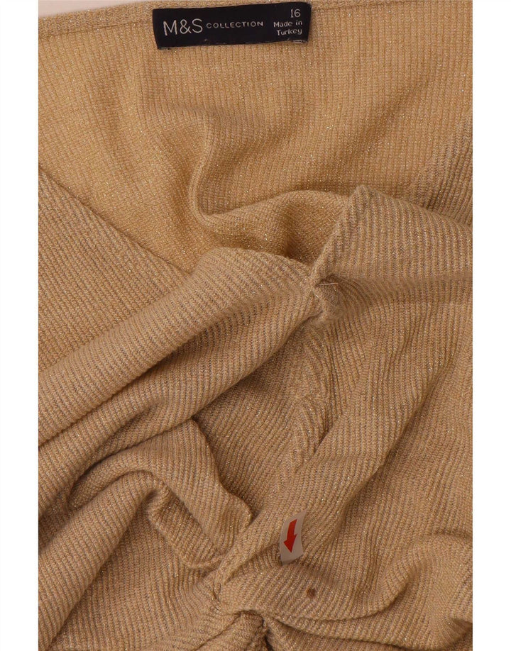 Marks & Spencer Camicetta a pipistrello da donna Top UK 16 Large Viscosa screziata dorata