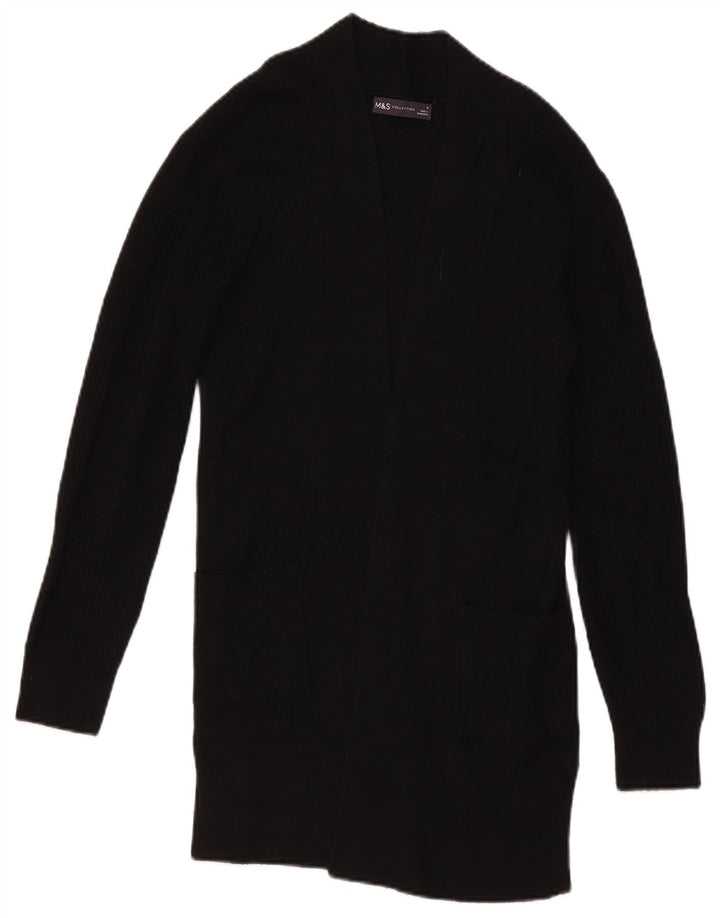 Maglione cardigan aperto da donna Marks & Spencer UK 8 piccolo viscosa nera