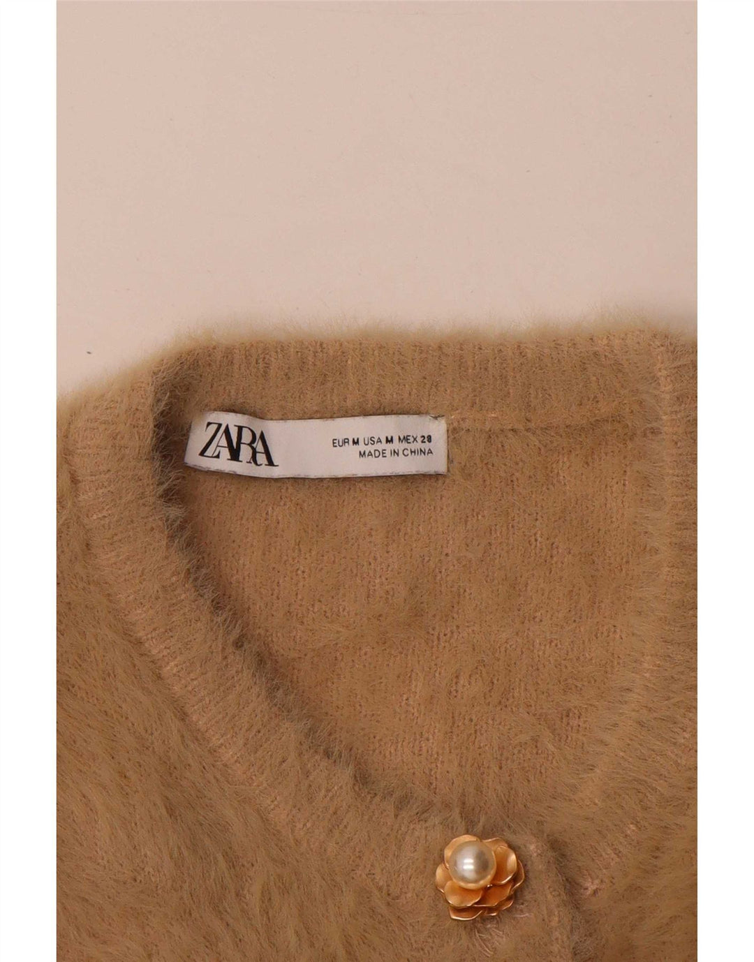 Maglione cardigan con maniche a 3/4 da donna Zara UK 14 Beige medio