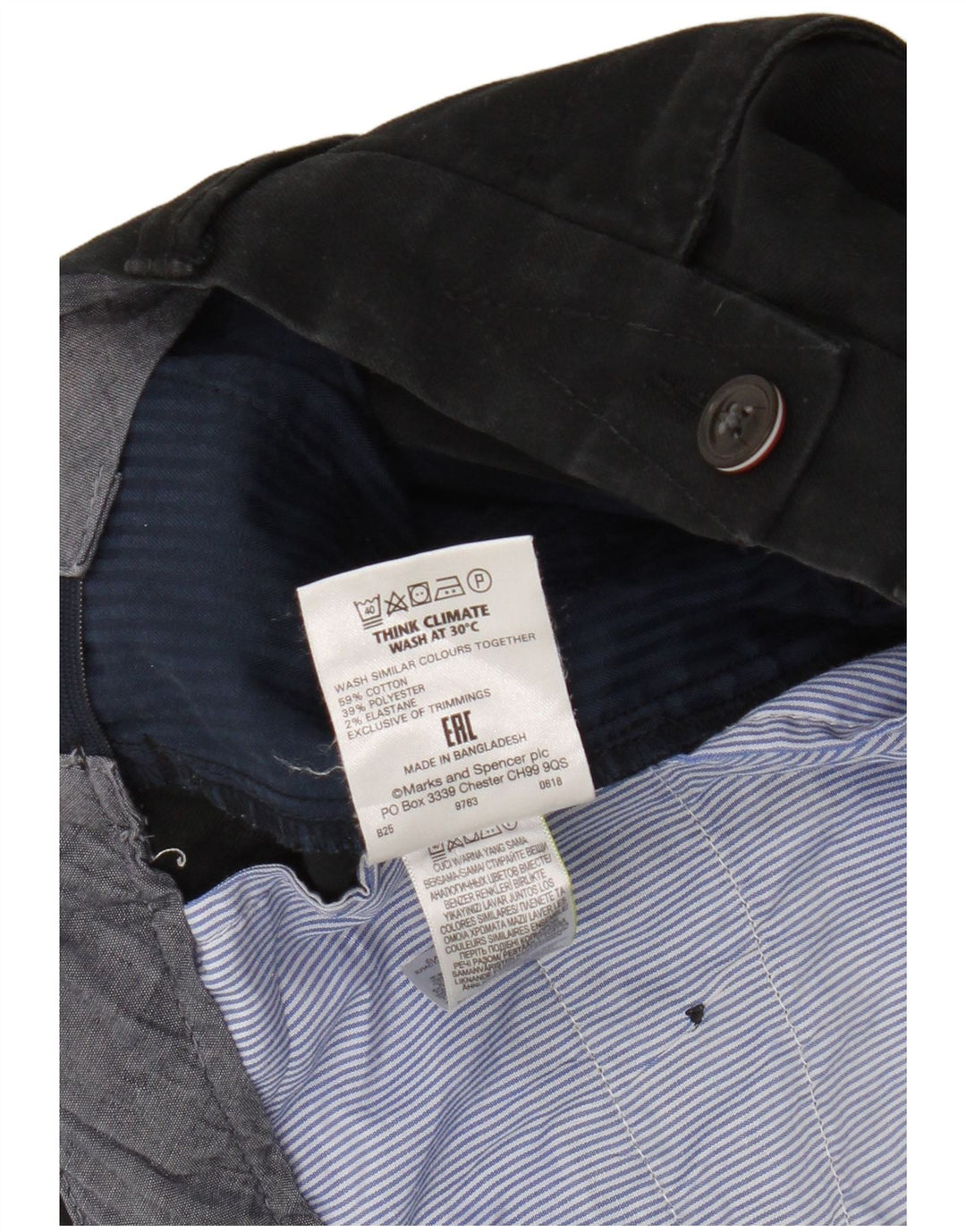 Pantaloni da abito dritti da uomo Marks & Spencer W34 L29 cotone nero