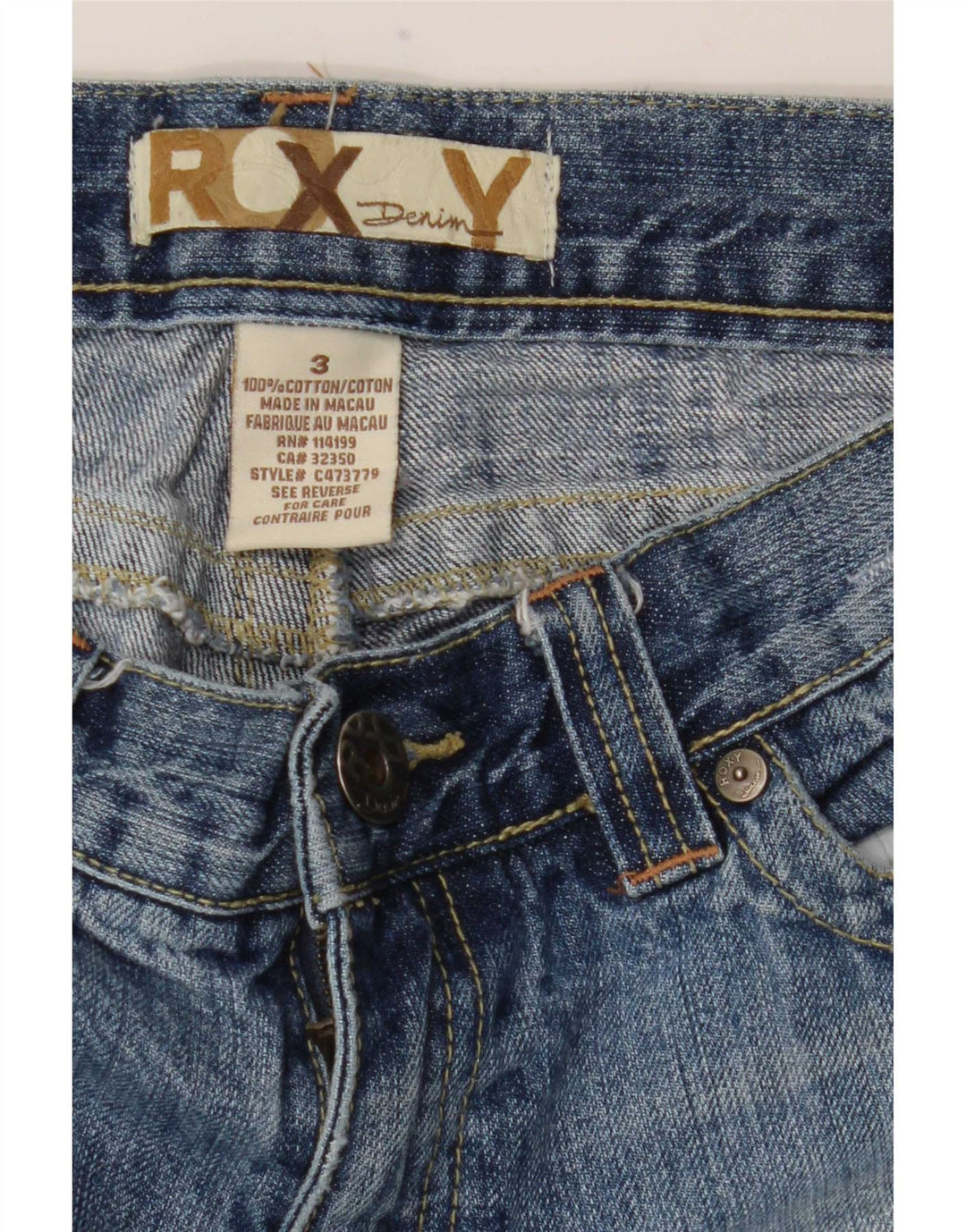Jeans dritti effetto consumato a vita bassa da donna Roxy US 3 Small W29 L27 Blu