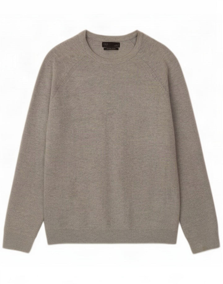 Marks & Spencer Maglione girocollo da uomo grande grigio in poliestere