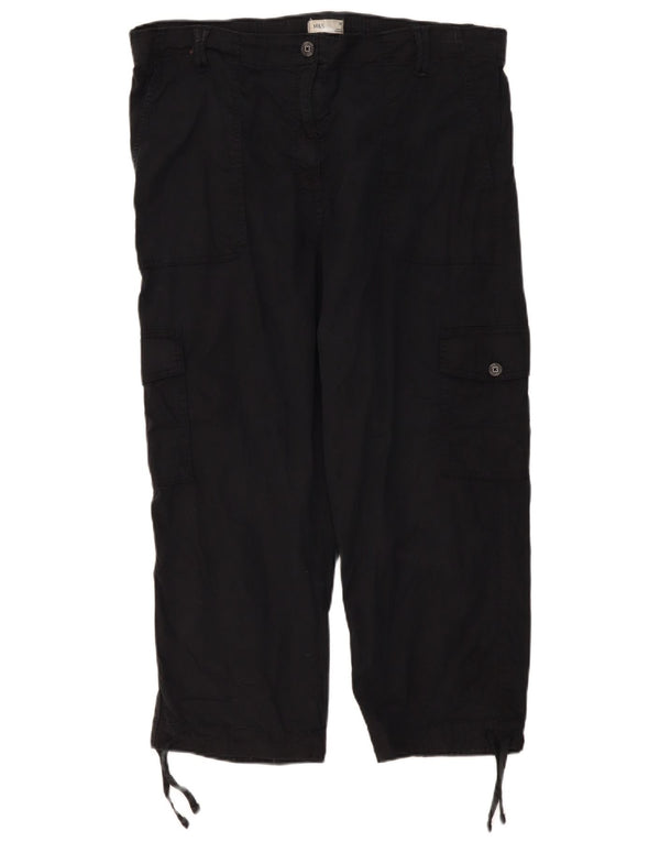Pantaloni cargo capri da donna Marks & Spencer UK 20 2XL W40 L23 Lyocell nero