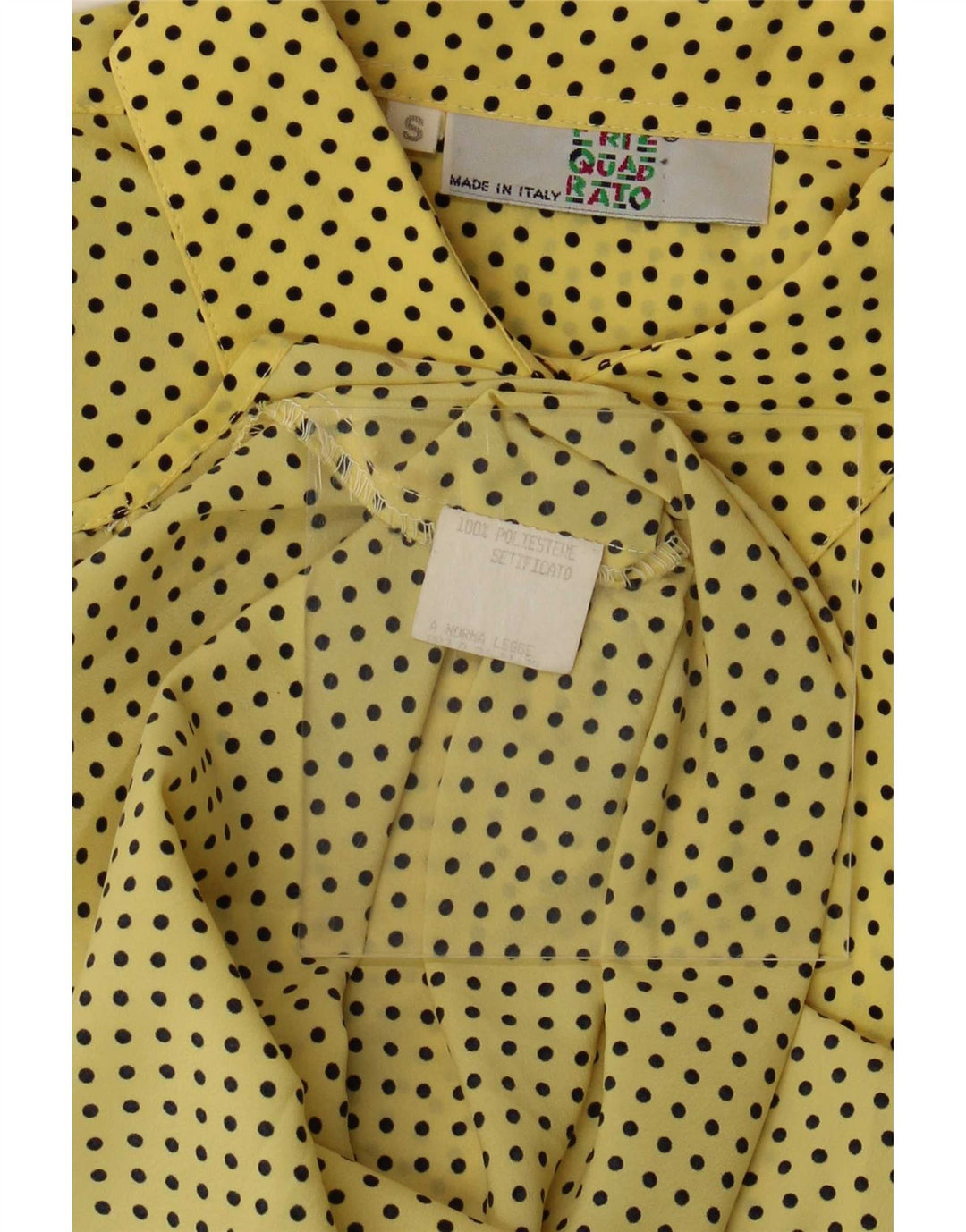 Camicia oversize vintage da donna UK 10 piccola in poliestere maculato giallo