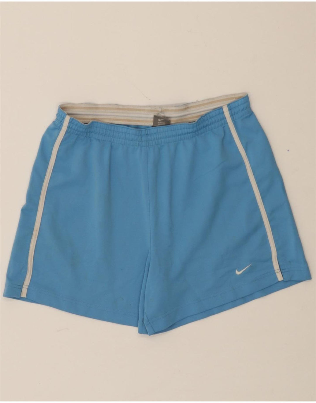 NIKE Womens Sport Shorts UK 12/14 Large Blue Polyester Vintage Nike and Second-Hand Nike from Messina Hembry 