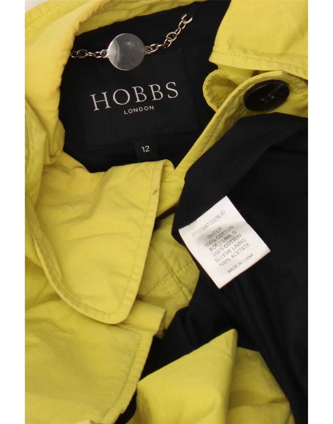 Cappotto da marinaio da donna Hobbs UK 12 cotone giallo medio