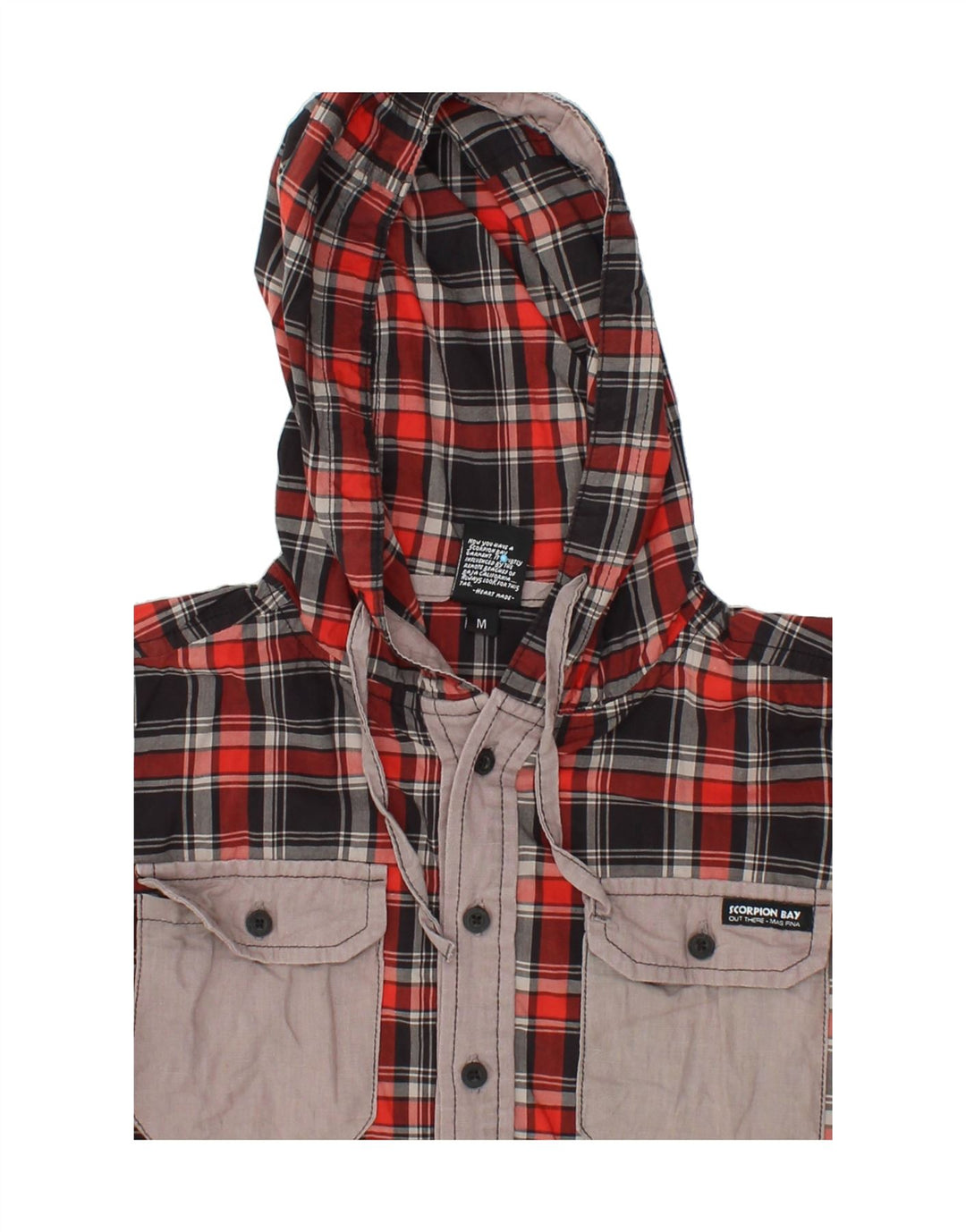 SCORPION BAY Boys Hooded Short Sleeve Shirt 9-10 Years Medium Red Check Vintage Scorpion Bay and Second-Hand Scorpion Bay from Messina Hembry 