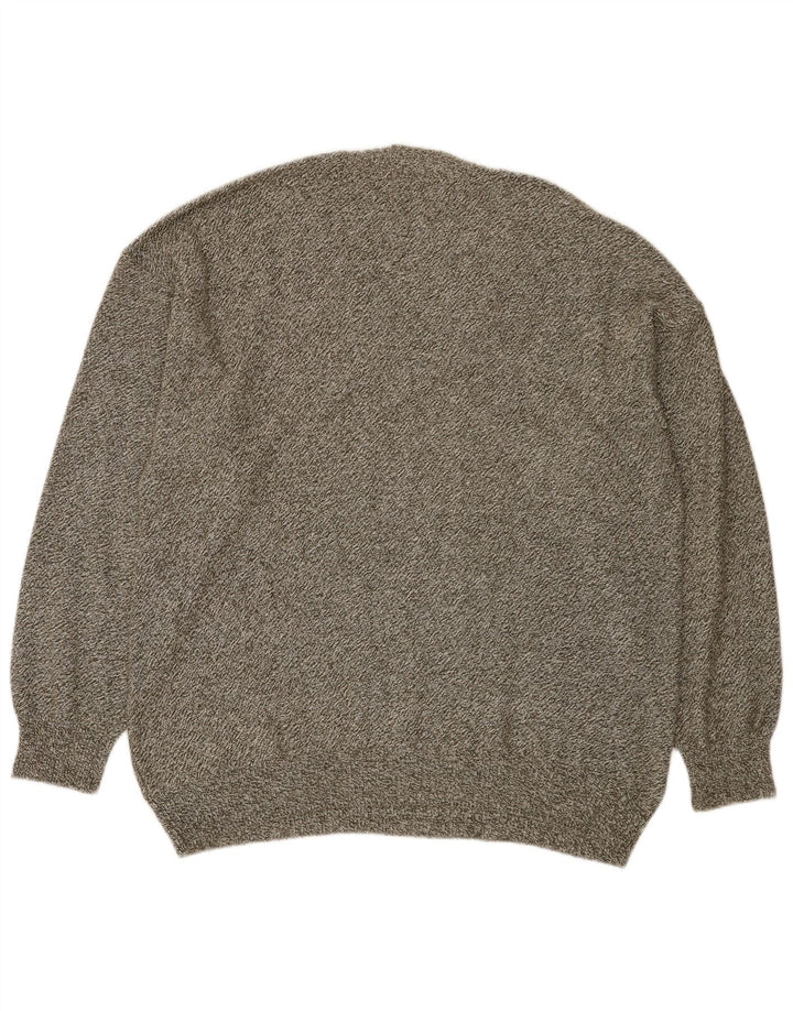 Maglione da uomo con scollo a V Engbers IT 50 cotone a righe grigio medio