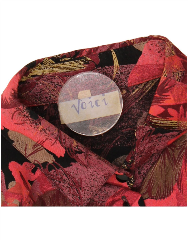 Set gonna vintage da donna in 2 pezzi UK 12 medio W27 bordeaux floreale retrò