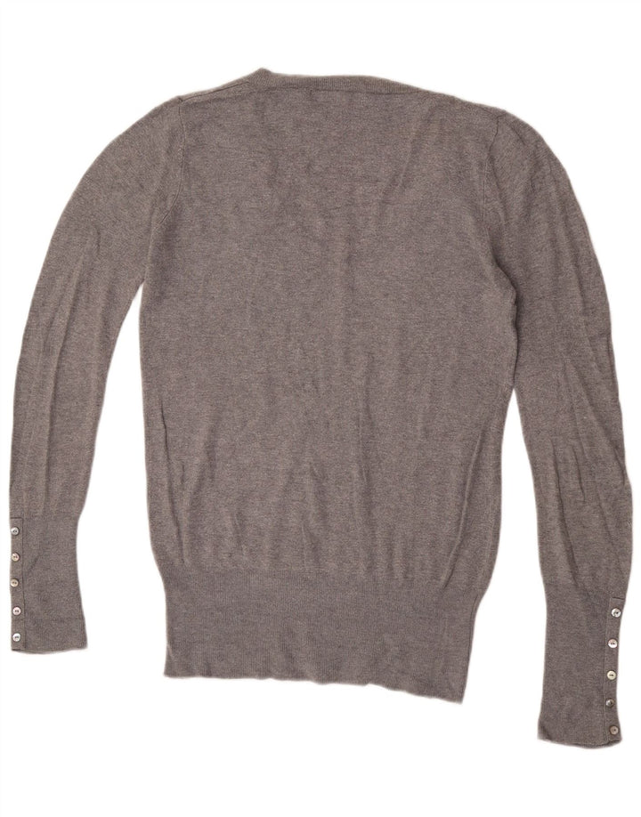 Maglione Zara da uomo con scollo a V, grande, in rayon screziato grigio