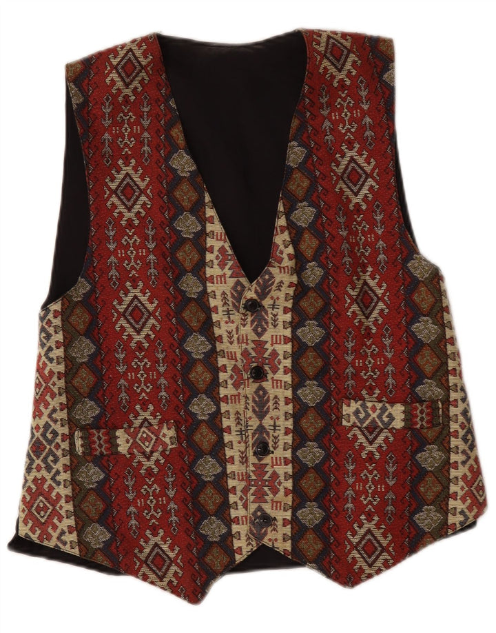 Gilet vintage da uomo medio multicolore geometrico azteco