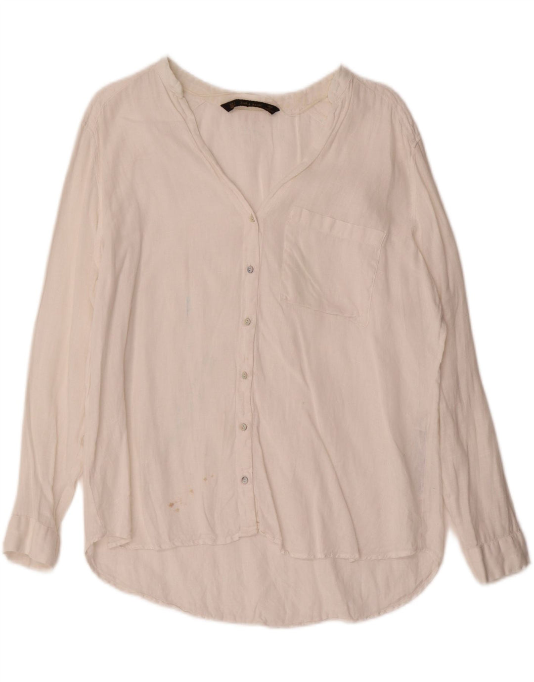 Camicia da donna Zara UK 16 grande lino bianco