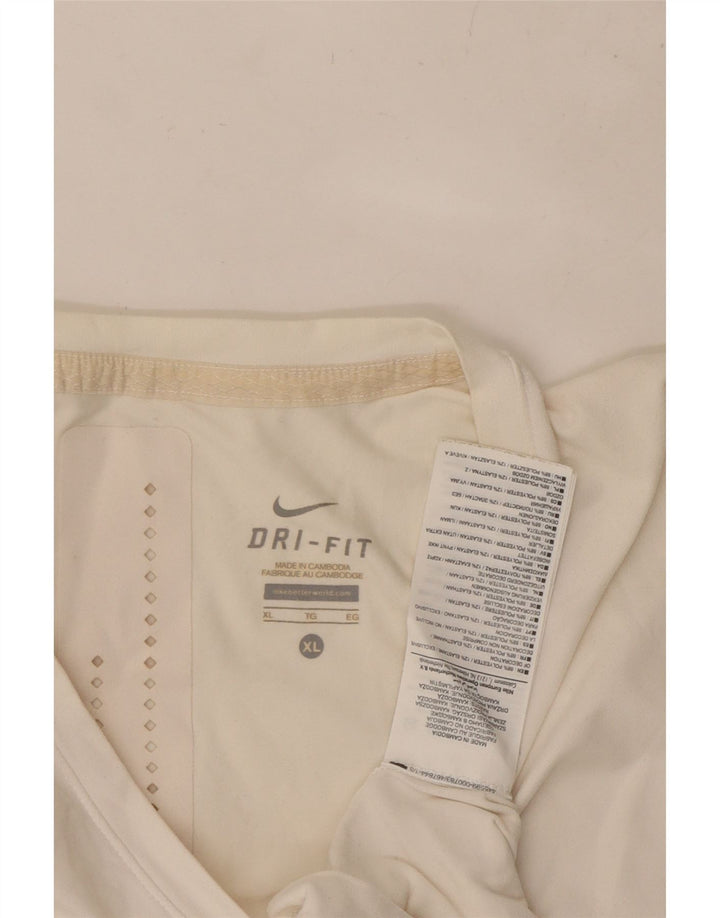 T-shirt grafica NIKE Dri Fit da donna UK 18 XL poliestere bianco