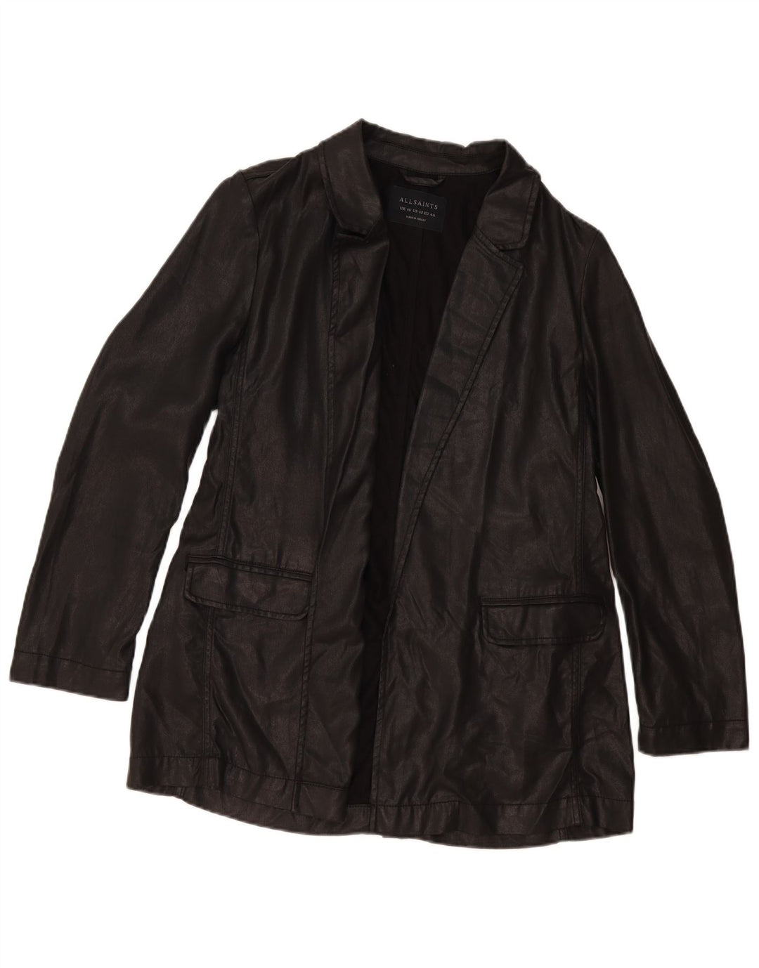 Giacca blazer aperta da donna All Saints UK 16 grande Lyocell nero
