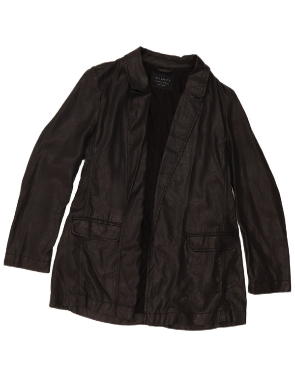 Giacca blazer aperta da donna All Saints UK 16 grande Lyocell nero