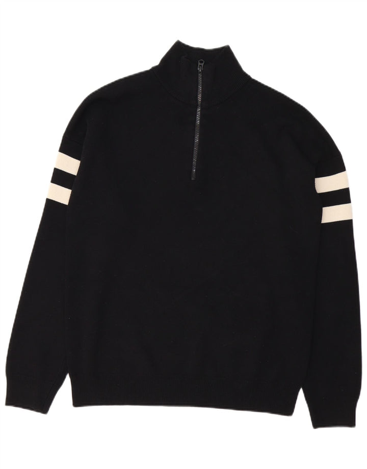 French Connection Maglione da uomo con zip e collo piccolo color block nero
