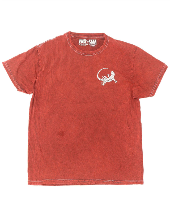 T-shirt vintage da uomo piccola in cotone rosso