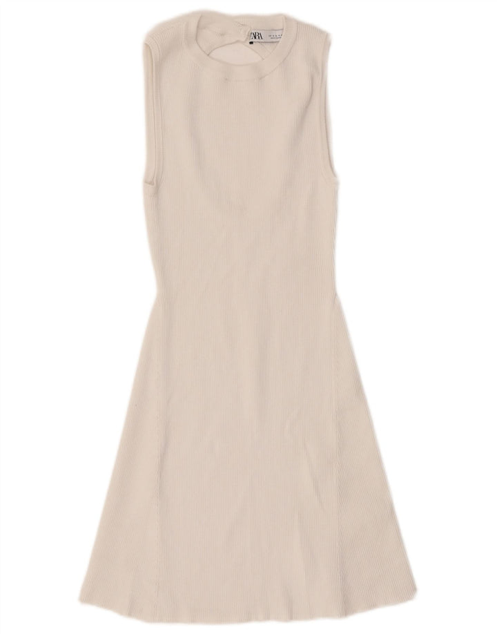 Abito maglione senza maniche da donna ZARA UK 8 piccolo bianco