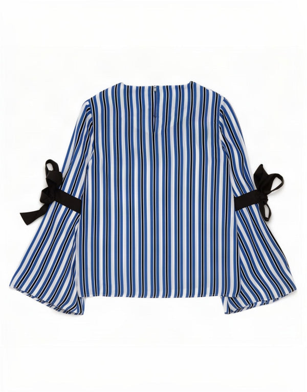 Camicetta a maniche lunghe da donna Marks & Spencer UK 12 a righe blu medio