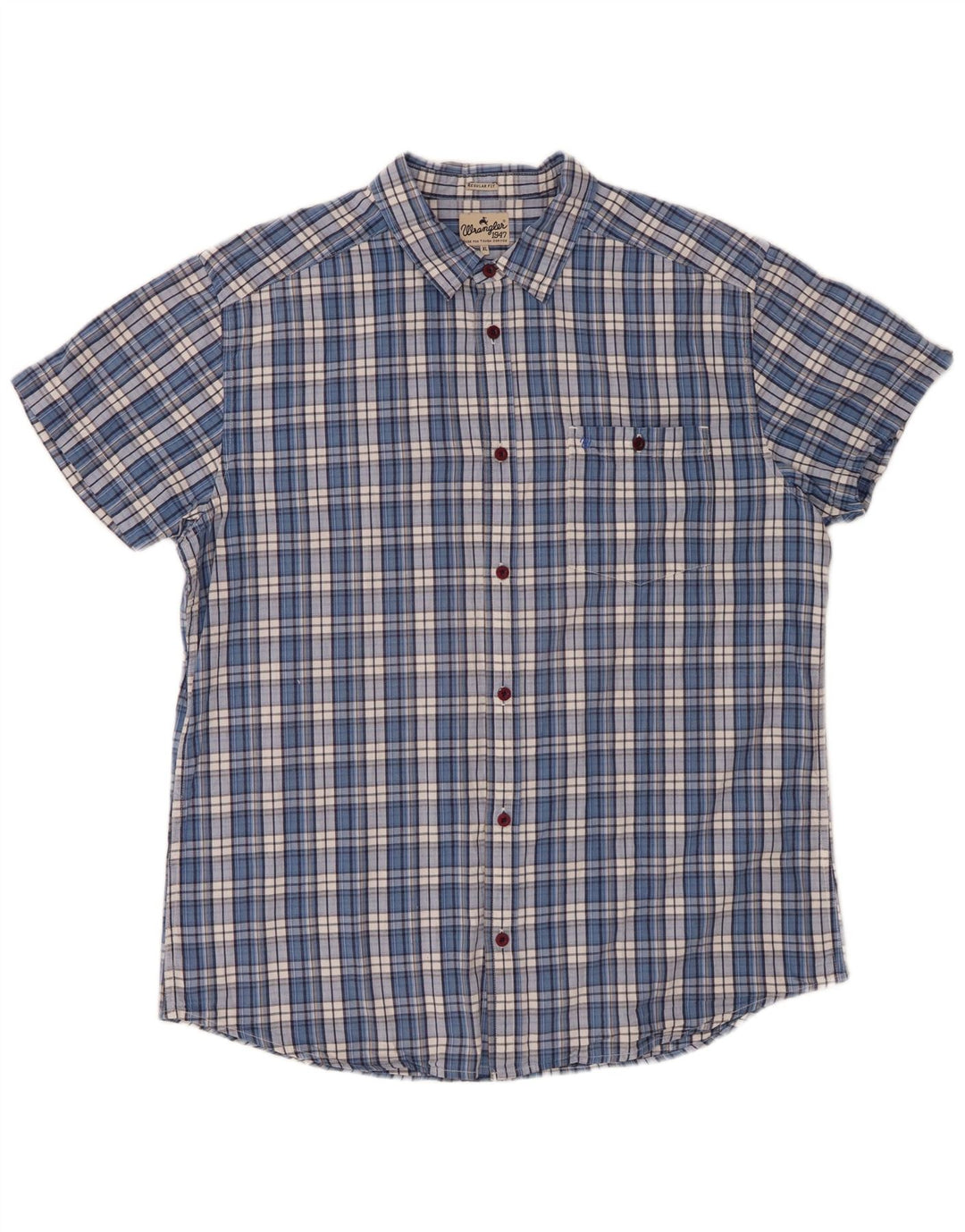 Camicia Wrangler da uomo a maniche corte vestibilità regolare XL blu a quadri