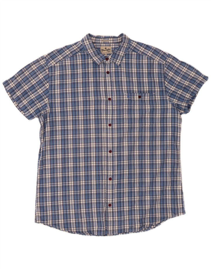 Camicia Wrangler da uomo a maniche corte vestibilità regolare XL blu a quadri