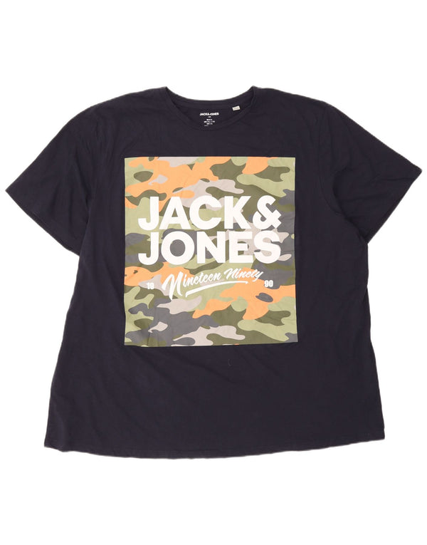 T-shirt grafica da uomo Jack & Jones Top 4XL cotone blu navy