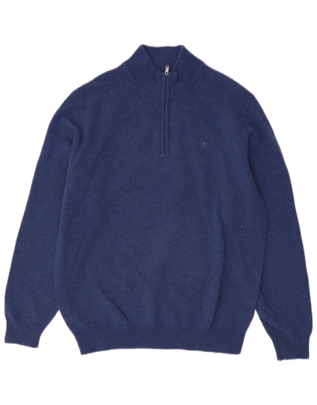 Maglione da uomo Hackett con zip e collo grande in lana blu