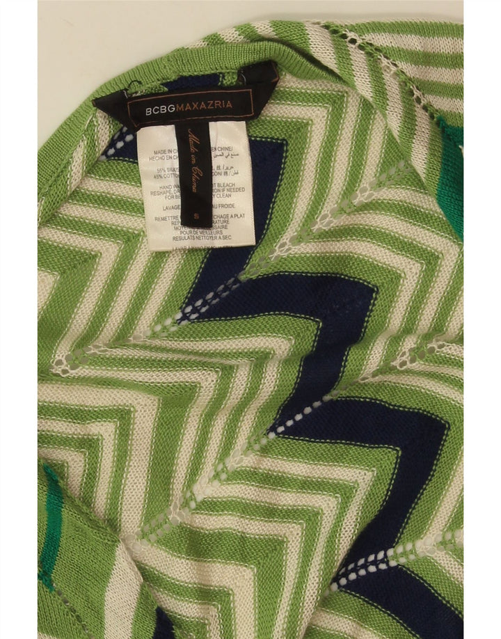 BCBGMAXAZRIA Maglione cardigan oversize da donna UK 10 Piccolo Chevron verde