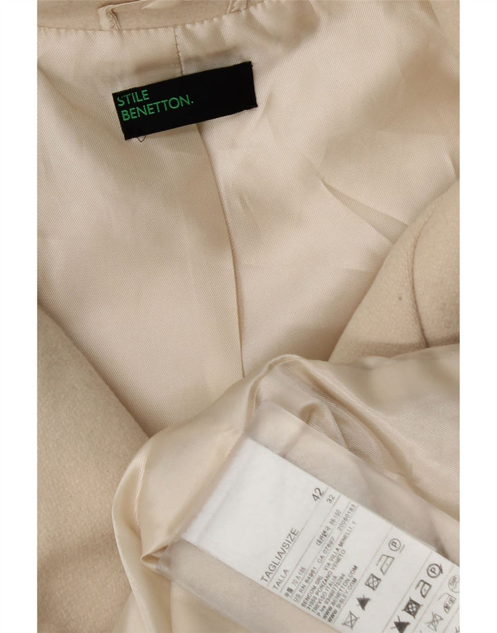 Cappotto Donna Benetton IT 42 Medio Bianco Lana