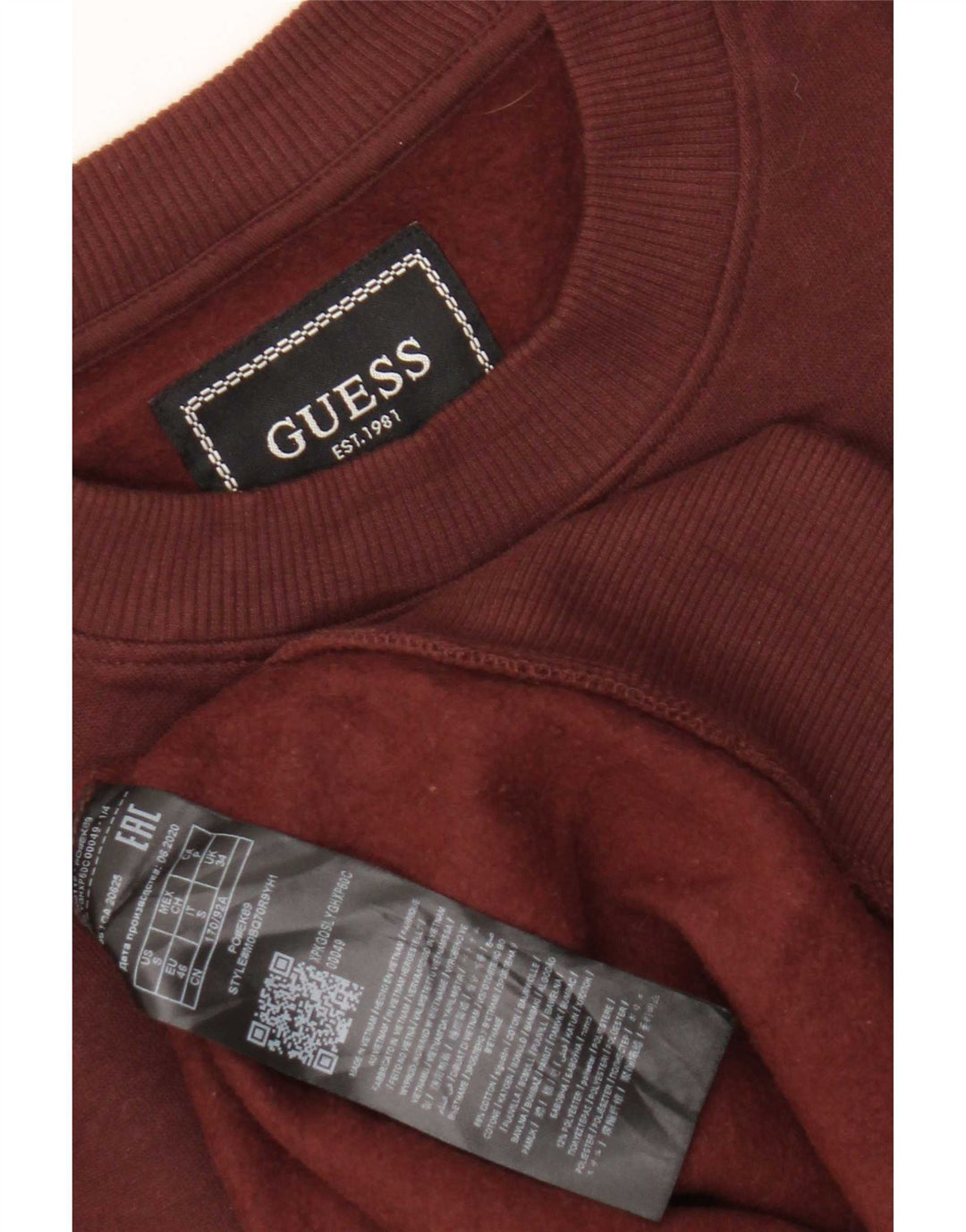 Guess Felpa da uomo con grafica ampia e vestibilità ampia, piccolo color block marrone