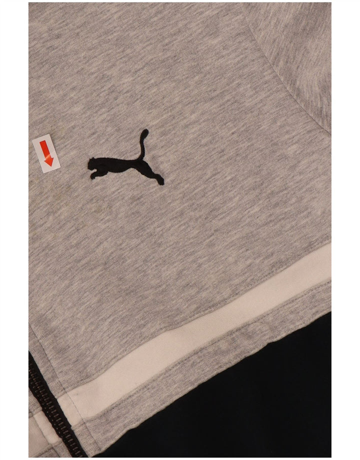 Giacca da ginnastica da uomo PUMA piccola in cotone color block grigio