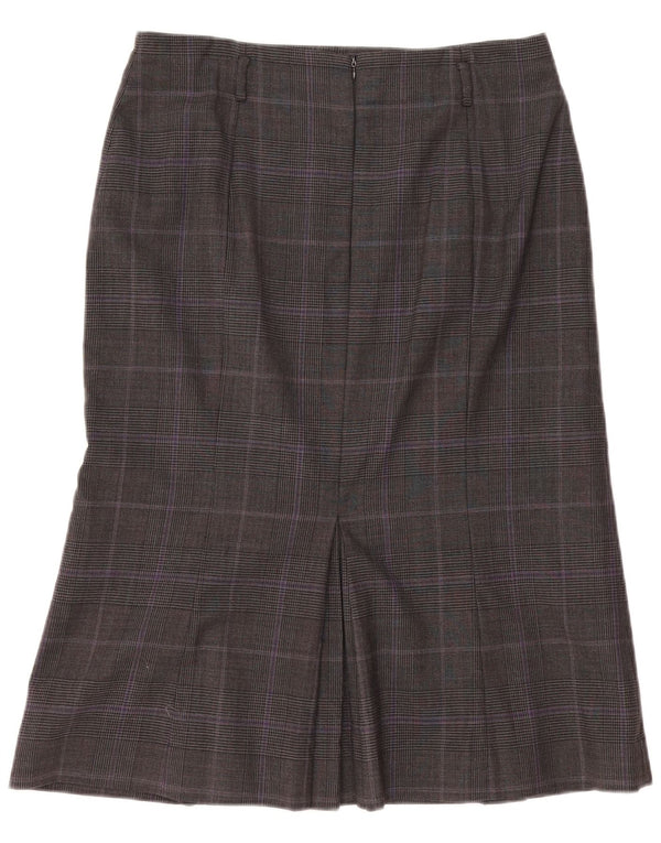 Gonna a sirena da donna Hobbs UK 14 grande W33 lana a quadri grigia