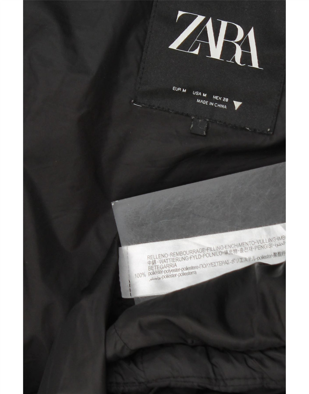 Gilet imbottito con cappuccio da donna Zara UK 14 medio nero poliestere