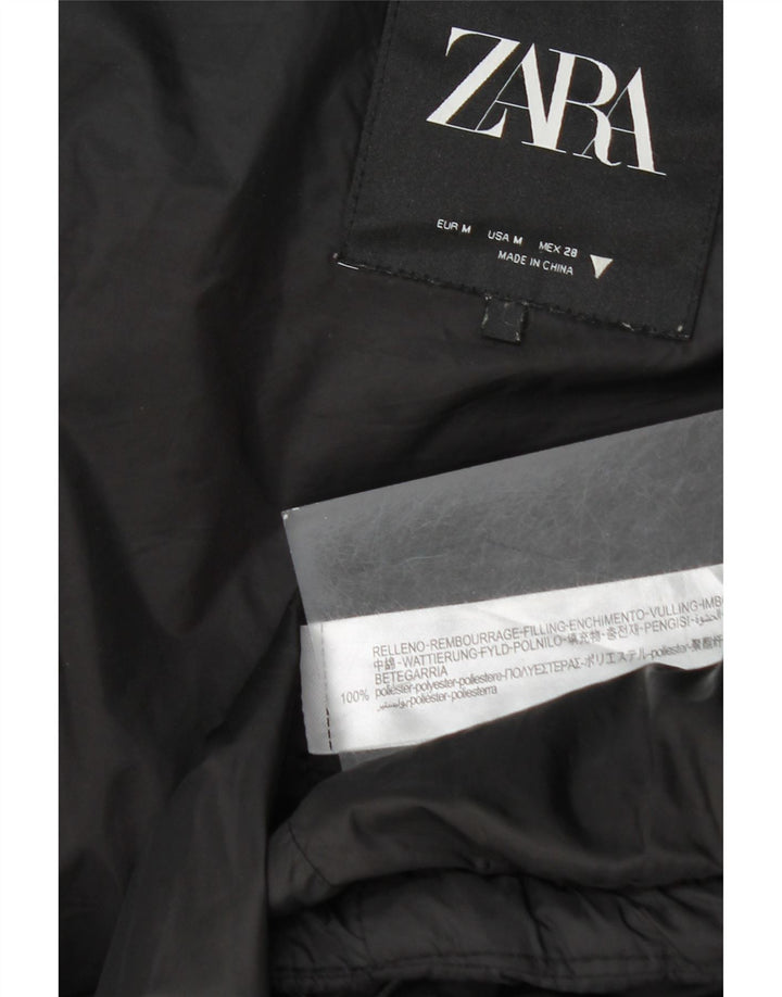 Gilet imbottito con cappuccio da donna Zara UK 14 medio nero poliestere