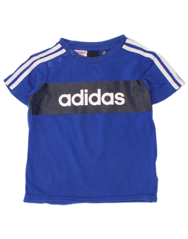 Maglietta grafica Adidas da bambino, 12-18 mesi, in cotone color block blu