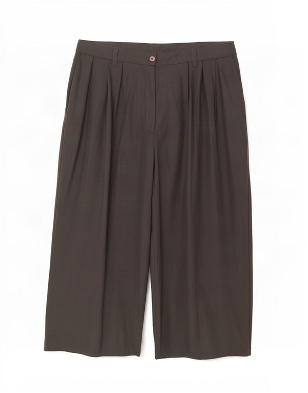 Vintage Womens Wide Leg Pegged Capri Trousers W30 L23 Grey Polyester
