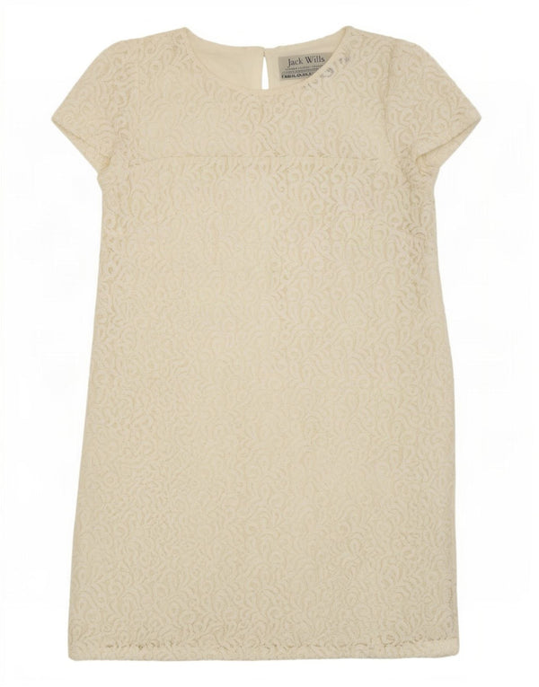 Abito a trapezio in pizzo da donna Jack Wills UK 8 piccolo cotone floreale bianco sporco