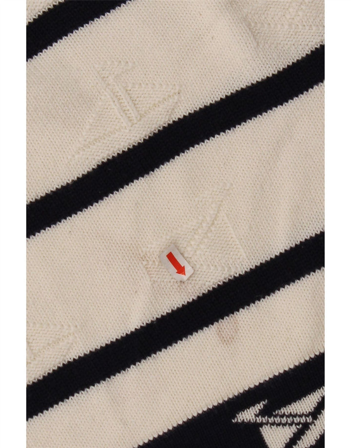 VINTAGE Maglione girocollo da uomo a righe grandi bianche