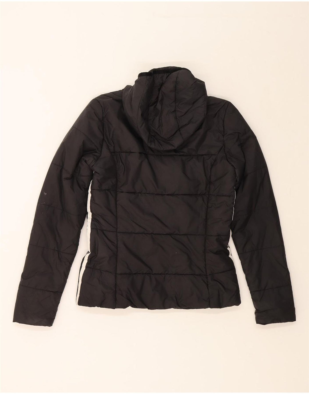 ADIDAS Womens Hooded Padded Jacket UK 10 Small  Black Polyester Vintage Adidas and Second-Hand Adidas from Messina Hembry 