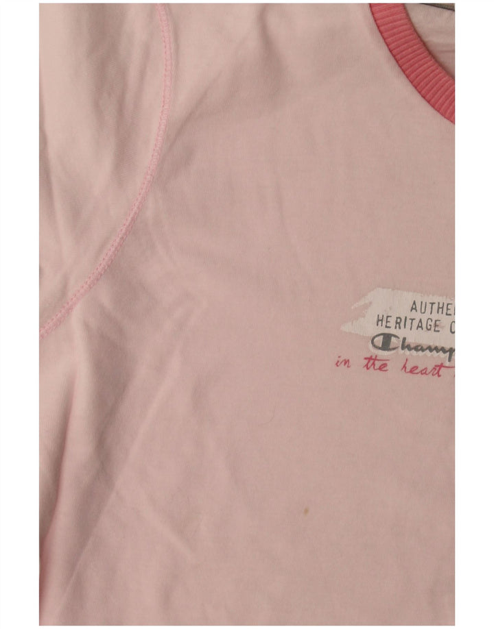 T-shirt grafica Champion da donna Heritage Classics UK 12 rosa medio