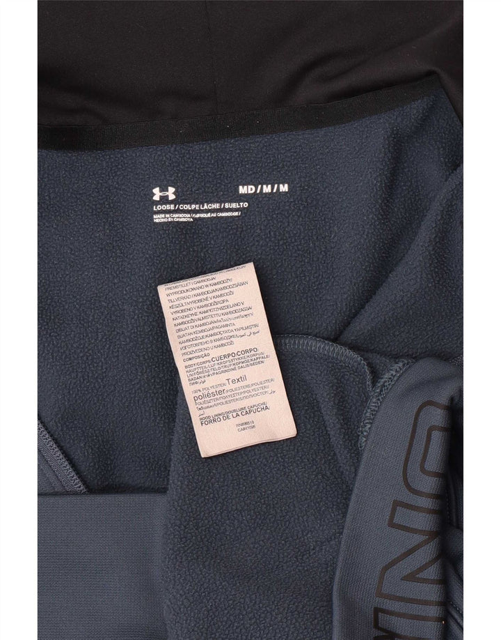 Felpa con cappuccio e zip grafica da uomo Under Armour color block blu medio