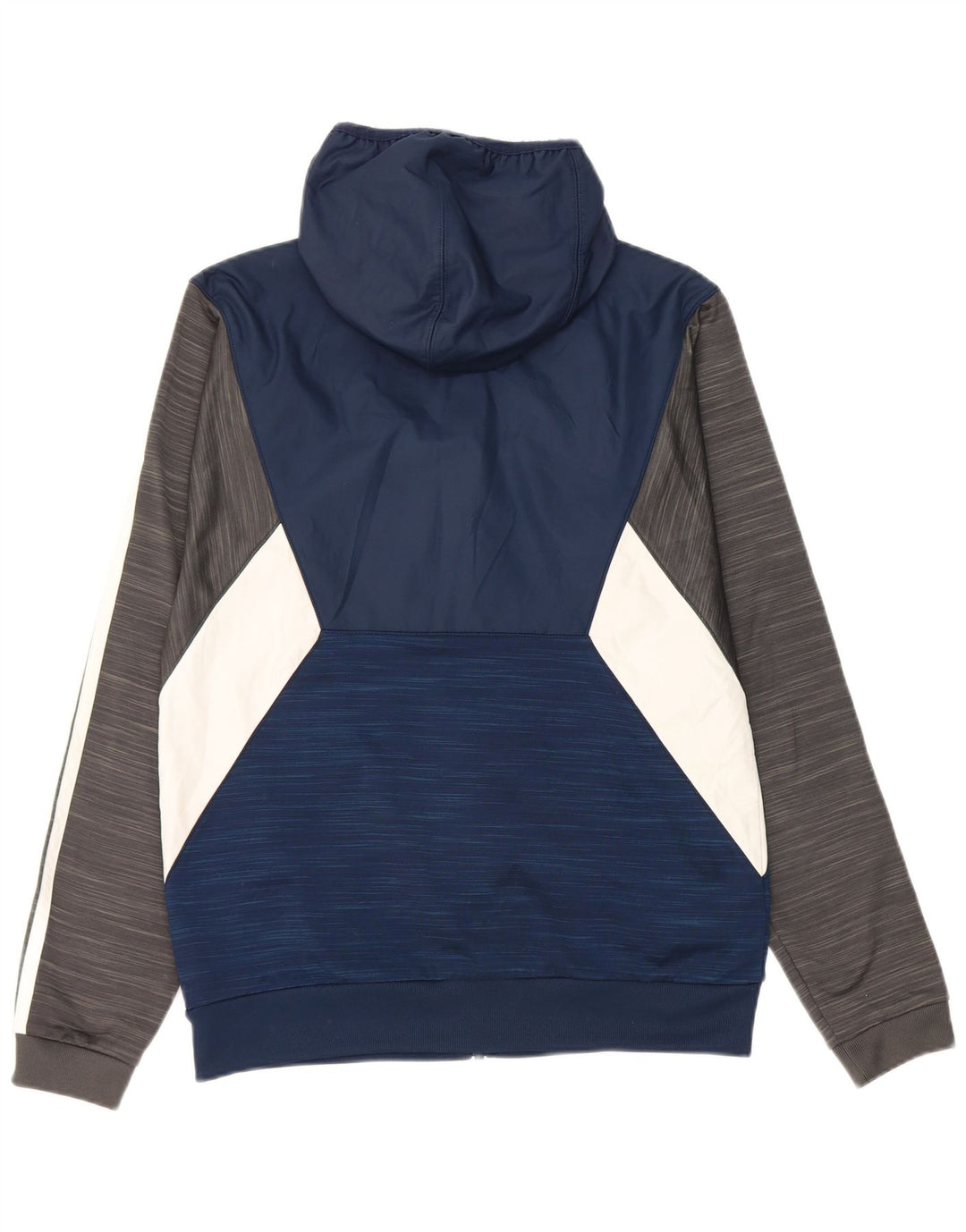 Maglione con cappuccio e zip da uomo Adidas piccolo in poliestere color block blu navy