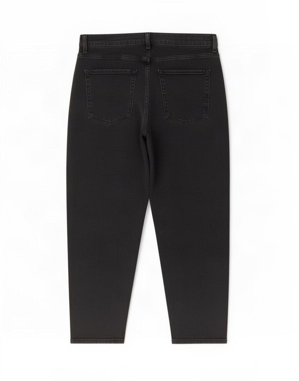 Marks & Spencer Womens High Waist Tapered Jeans UK 16 Large W34 L27 Black